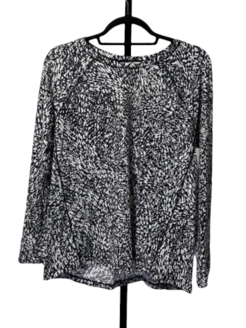 Athleta Black & White Abstract Print Long Sleeve Top